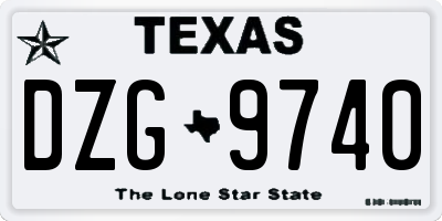 TX license plate DZG9740