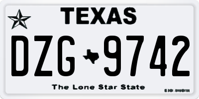 TX license plate DZG9742