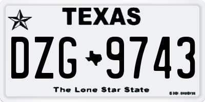 TX license plate DZG9743
