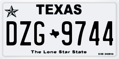 TX license plate DZG9744