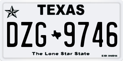 TX license plate DZG9746
