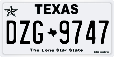 TX license plate DZG9747
