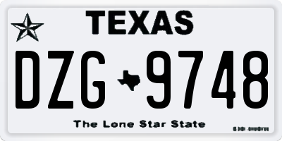 TX license plate DZG9748