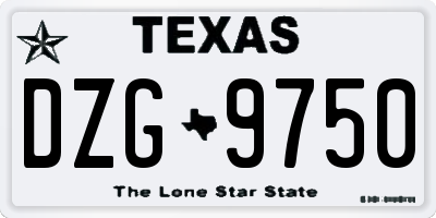 TX license plate DZG9750
