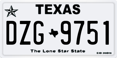 TX license plate DZG9751