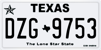TX license plate DZG9753