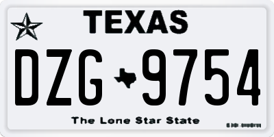TX license plate DZG9754