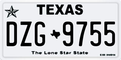 TX license plate DZG9755