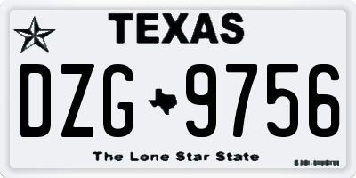 TX license plate DZG9756
