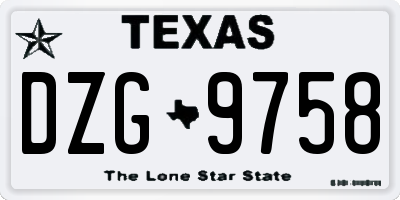 TX license plate DZG9758