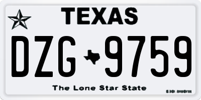 TX license plate DZG9759