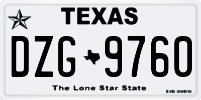 TX license plate DZG9760