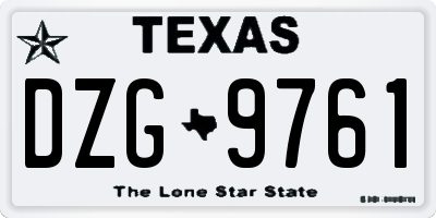 TX license plate DZG9761