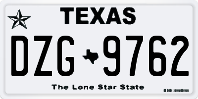 TX license plate DZG9762