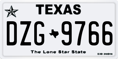 TX license plate DZG9766