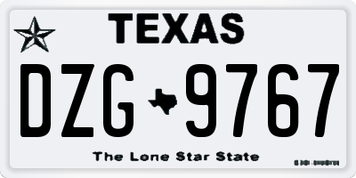 TX license plate DZG9767