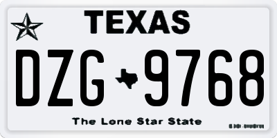 TX license plate DZG9768