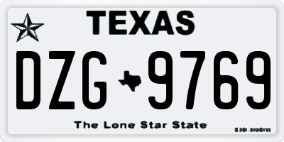 TX license plate DZG9769