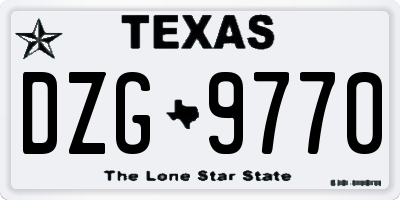 TX license plate DZG9770