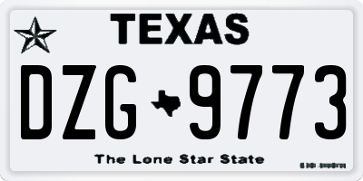 TX license plate DZG9773