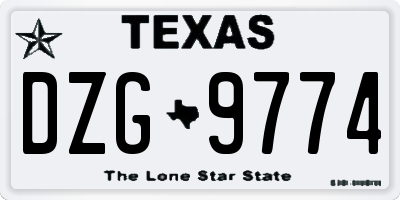 TX license plate DZG9774