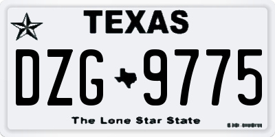TX license plate DZG9775