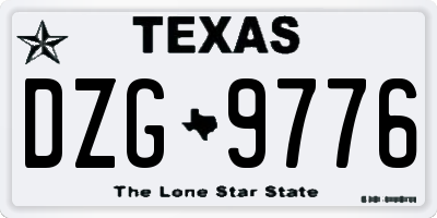 TX license plate DZG9776