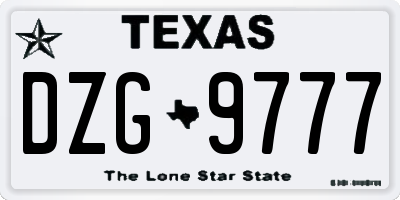TX license plate DZG9777