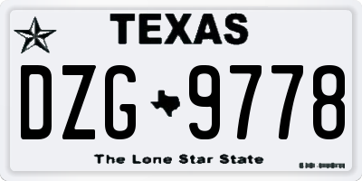 TX license plate DZG9778