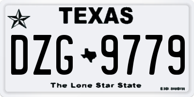 TX license plate DZG9779