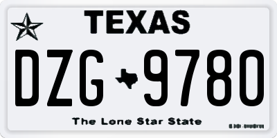 TX license plate DZG9780