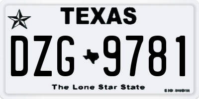 TX license plate DZG9781
