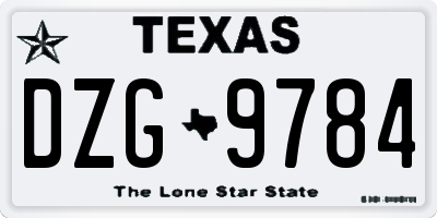 TX license plate DZG9784