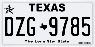 TX license plate DZG9785