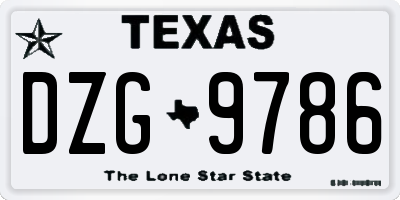 TX license plate DZG9786