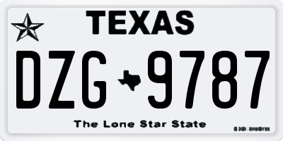 TX license plate DZG9787