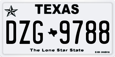 TX license plate DZG9788