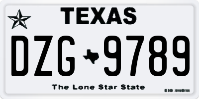 TX license plate DZG9789