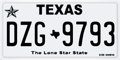 TX license plate DZG9793