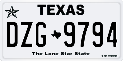 TX license plate DZG9794