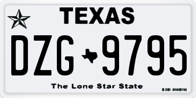 TX license plate DZG9795
