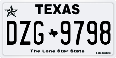 TX license plate DZG9798