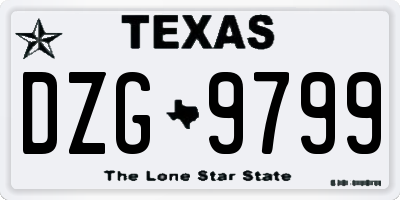TX license plate DZG9799