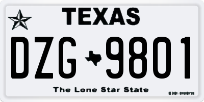 TX license plate DZG9801