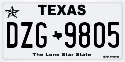 TX license plate DZG9805