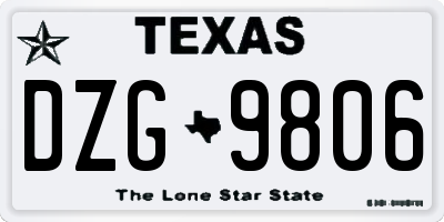 TX license plate DZG9806