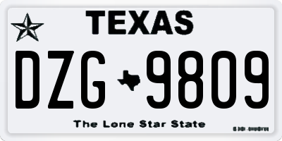 TX license plate DZG9809