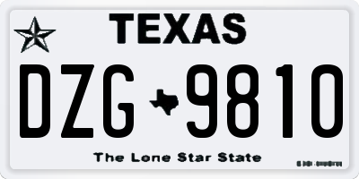 TX license plate DZG9810