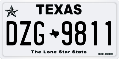 TX license plate DZG9811