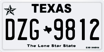 TX license plate DZG9812